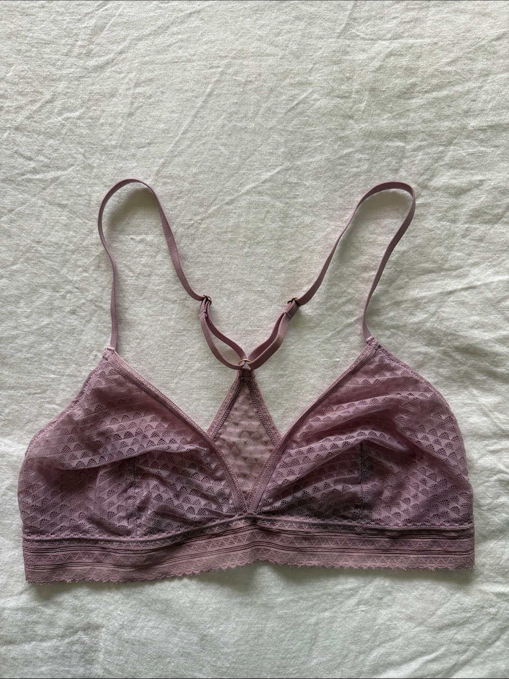 Lace Triangle Racerback Bralette in Dusty Mauve Lavender